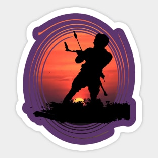 Kitesurfing Enthusiast Riding A Wave Silhouette And Sunset Sticker